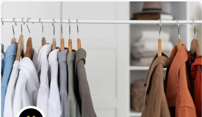 Wardrobe shirts on a rail